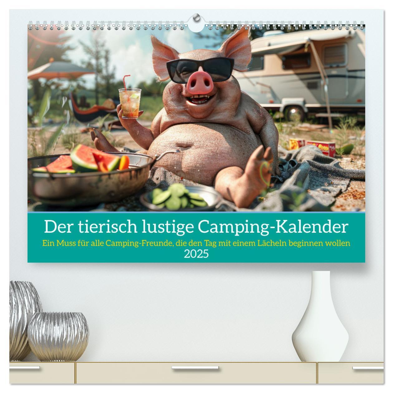 Der tierisch lustige Camping-Kalender (hochwertiger Premium Wandkalender 2025 DIN A2 quer), Kunstdruck in Hochglanz