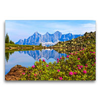 Premium Textil-Leinwand 75 x 50 cm Quer-Format Almrauschblüte am Spiegelsee auf der Reiteralm | Wandbild, HD-Bild auf Keilrahmen, Fertigbild auf hochwertigem Vlies, Leinwanddruck von Christa Kramer