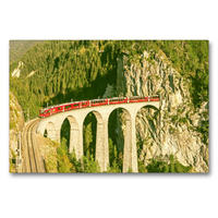 Premium Textil-Leinwand 90 x 60 cm Quer-Format Landwasserviadukt bei Filisur, Schweiz. | Wandbild, HD-Bild auf Keilrahmen, Fertigbild auf hochwertigem Vlies, Leinwanddruck von CALVENDO