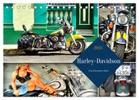 Harley-Davidson - Eine Kultmarke in Kuba (Tischkalender 2025 DIN A5 quer), CALVENDO Monatskalender