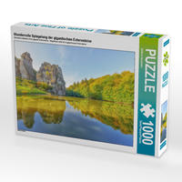 CALVENDO Puzzle Wundervolle Spiegelung der gigantischen Externsteine 1000 Teile Lege-Größe 64 x 48 cm Foto-Puzzle Bild von Bettina Hackstein