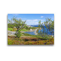 Premium Textil-Leinwand 45 x 30 cm Quer-Format Panorama am Porsangerfjord | Wandbild, HD-Bild auf Keilrahmen, Fertigbild auf hochwertigem Vlies, Leinwanddruck von Gisela Scheffbuch