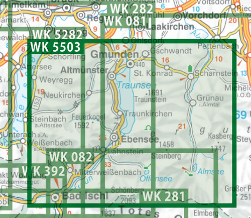 WK 5503 Traunsee - Gmunden - Almtal- Höllengebirge - Traunstein, Wanderkarte 1:35.000