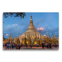 Premium Textil-Leinwand 75 x 50 cm Quer-Format Shwedagon Pagode | Wandbild, HD-Bild auf Keilrahmen, Fertigbild auf hochwertigem Vlies, Leinwanddruck von Peter Schickert