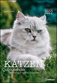 Stefan Heine Katzen Quizkalender 2022 Wochenkalender - Quizkalender - Rätselkalender - Jede-Woche-neue-Rätsel - Tierkalender - 23,7x34