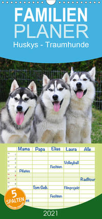 Huskys - Traumhunde - Familienplaner hoch (Wandkalender 2021 , 21 cm x 45 cm, hoch)