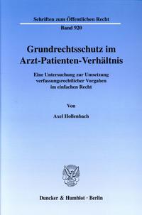 Grundrechtsschutz im Arzt-Patienten-Verhältnis.