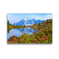 Premium Textil-Leinwand 45 x 30 cm Quer-Format Almrauschblüte am Spiegelsee auf der Reiteralm | Wandbild, HD-Bild auf Keilrahmen, Fertigbild auf hochwertigem Vlies, Leinwanddruck von Christa Kramer