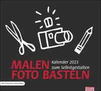 Bastelkalender 2023 schwarz. Kalender selber basteln und mit eigenen Fotos füllen. Der Blanko-Kalender 2023 für Ihre ganz persönliche Gestaltung.