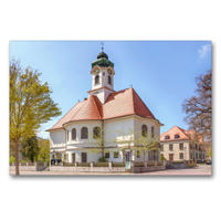 Premium Textil-Leinwand 90 x 60 cm Quer-Format Evangelische Christuskirche | Wandbild, HD-Bild auf Keilrahmen, Fertigbild auf hochwertigem Vlies, Leinwanddruck von Liselotte Brunner-Klaus