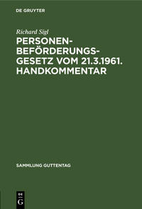 Personenbeförderungsgesetz vom 21.3.1961. Handkommentar