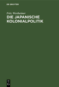 Die japanische Kolonialpolitik