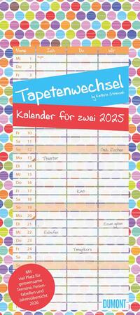 DUMONT - Tapetenwechsel 2025 Familienplaner, 22x49,5cm, Familien-Kalender für zwei, mit drei Spalten, Schulferien und Jahresübersicht 2026