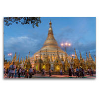 Premium Textil-Leinwand 120 x 80 cm Quer-Format Shwedagon Pagode | Wandbild, HD-Bild auf Keilrahmen, Fertigbild auf hochwertigem Vlies, Leinwanddruck von Peter Schickert