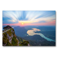 Premium Textil-Leinwand 90 x 60 cm Quer-Format Abendstimmung auf der Schafbergspitze | Wandbild, HD-Bild auf Keilrahmen, Fertigbild auf hochwertigem Vlies, Leinwanddruck von Photoplace