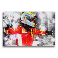 Premium Textil-Leinwand 75 x 50 cm Quer-Format Vettel wurde mit 4 WM-Titeln im Gepäck ab 2015 Räikkönens Teamkollege. | Wandbild, HD-Bild auf Keilrahmen, Fertigbild auf hochwertigem Vlies, Leinwanddruck von Jean-Louis Glineur