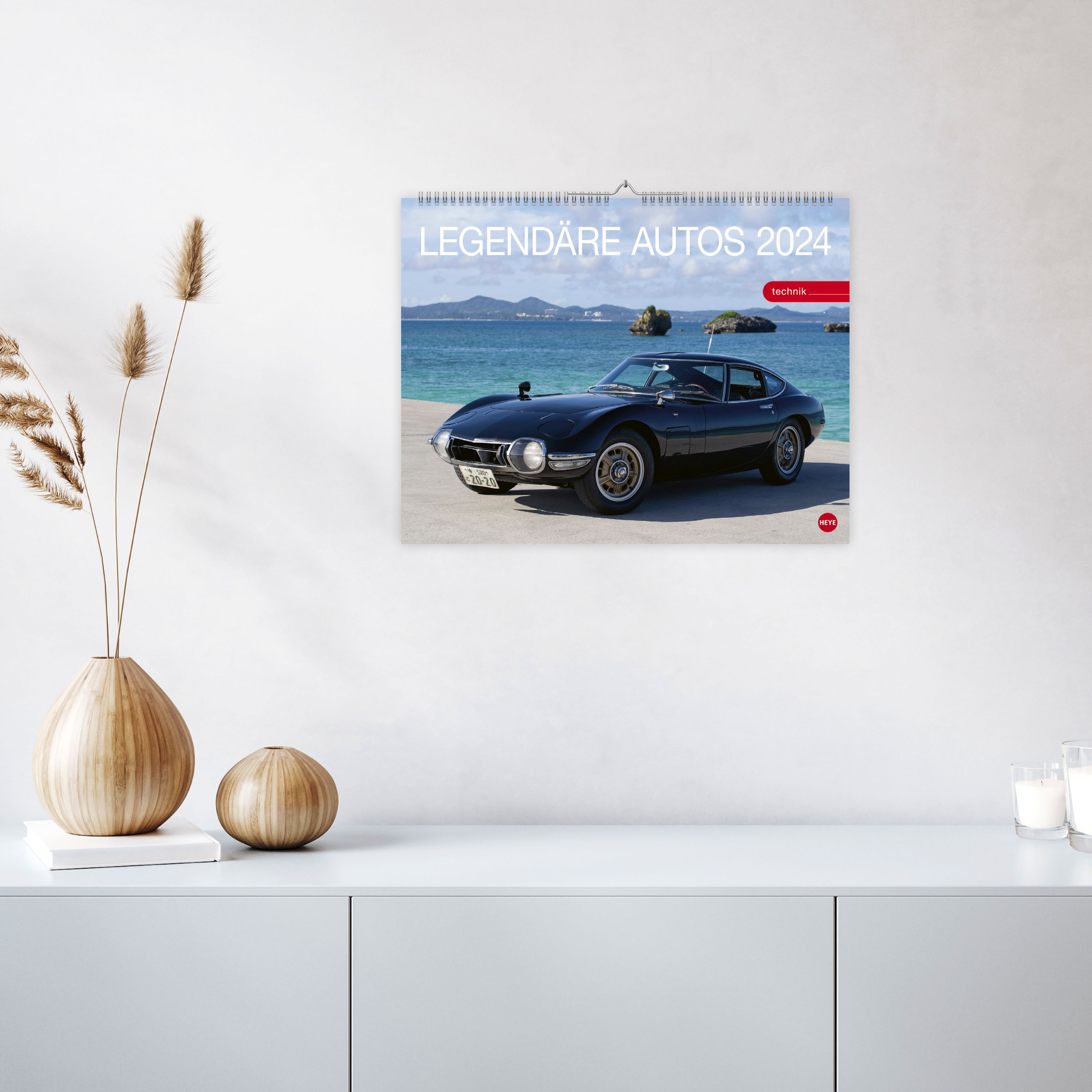 Legendäre Autos Posterkalender 2024. Exklusiver Wand-Kalender mit 12 Traumautos und Kultwagen. Hochwertiger Foto-Kalender 2024 mit Oldtimern. 44 x 34 cm.