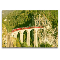 Premium Textil-Leinwand 120 x 80 cm Quer-Format Landwasserviadukt bei Filisur, Schweiz. | Wandbild, HD-Bild auf Keilrahmen, Fertigbild auf hochwertigem Vlies, Leinwanddruck von CALVENDO