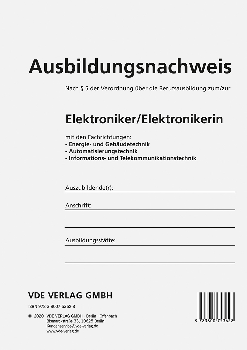 Ausbildungsnachweis Elektroniker/Elektronikerin