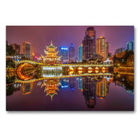 Premium Textil-Leinwand 90 x 60 cm Quer-Format Fuyu Brücke Guiyang (China), Nanming River | Wandbild, HD-Bild auf Keilrahmen, Fertigbild auf hochwertigem Vlies, Leinwanddruck von Urte Kortjohann Photography