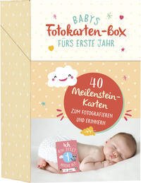 Babys Fotokarten-Box fürs erste Jahr