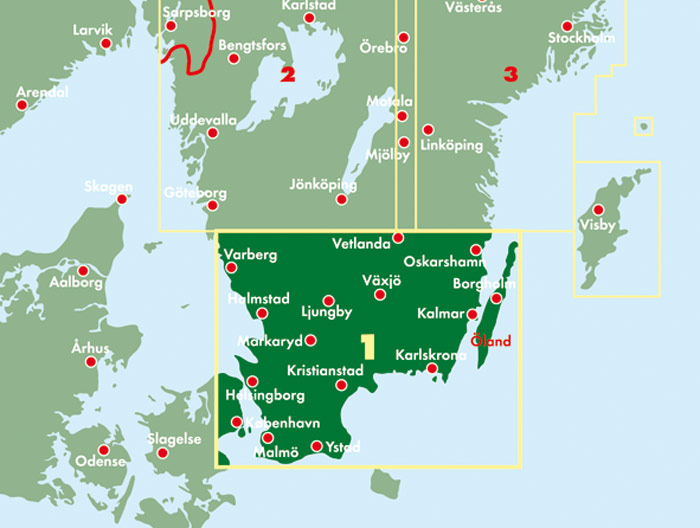 Schweden Süd - Malmö - Helsingborg - Kalmar, Autokarte 1:250.000