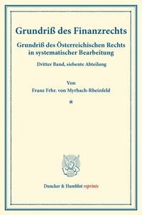 Grundriß des Finanzrechts.