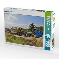 CALVENDO Puzzle Bagger auf Tieflader 1000 Teile Lege-Größe 64 x 48 cm Foto-Puzzle Bild von Günther Geiger