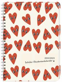 Herz Schüler-/Studentenkalender A5 2022/2023. Stylisches Design und viel Platz für Termine machen diesen Kalender zum Must-Have. Buchkalender A5.