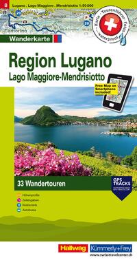 Kümmerly+Frey Wandertourenkarte 8 Region Lugano 1:50.000