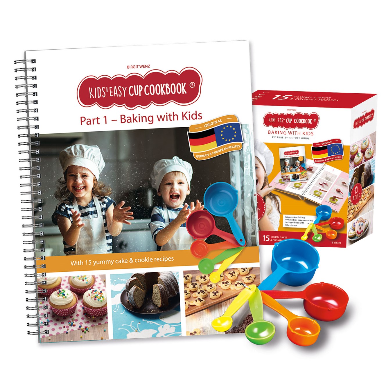 Kids Easy Cup Cookbook: Baking with Kids (Part 1), Baking box set incl. 5 colorful measuring cups