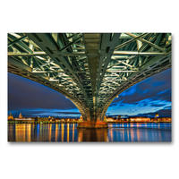 Premium Textil-Leinwand 90 x 60 cm Quer-Format Theodor-Heuss-Brücke, Mainz, Rhein | Wandbild, HD-Bild auf Keilrahmen, Fertigbild auf hochwertigem Vlies, Leinwanddruck von Urte Kortjohann Photography