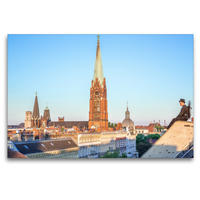 Premium Textil-Leinwand 120 x 80 cm Quer-Format Schornsteinfeger über Berlin Schöneberg | Wandbild, HD-Bild auf Keilrahmen, Fertigbild auf hochwertigem Vlies, Leinwanddruck von Joern Dudek