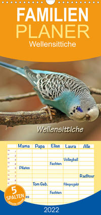 Wellensittiche - Familienplaner hoch (Wandkalender 2022 , 21 cm x 45 cm, hoch)