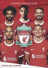 Liverpool Posterkalender 2024. Fußball-Posterkalender mit den besten Momenten der Liverpool Mannschaft.