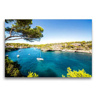 Premium Textil-Leinwand 75 x 50 cm Quer-Format Blick von oben auf die Bucht von Cala Figuera | Wandbild, HD-Bild auf Keilrahmen, Fertigbild auf hochwertigem Vlies, Leinwanddruck von A. Dreegmeyer