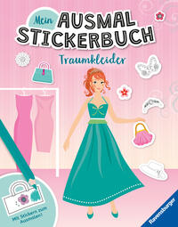 Ravensburger Mein Ausmalstickerbuch Traumkleider - Großes Buch mit über 300 Stickern, viele Sticker zum Ausmalen