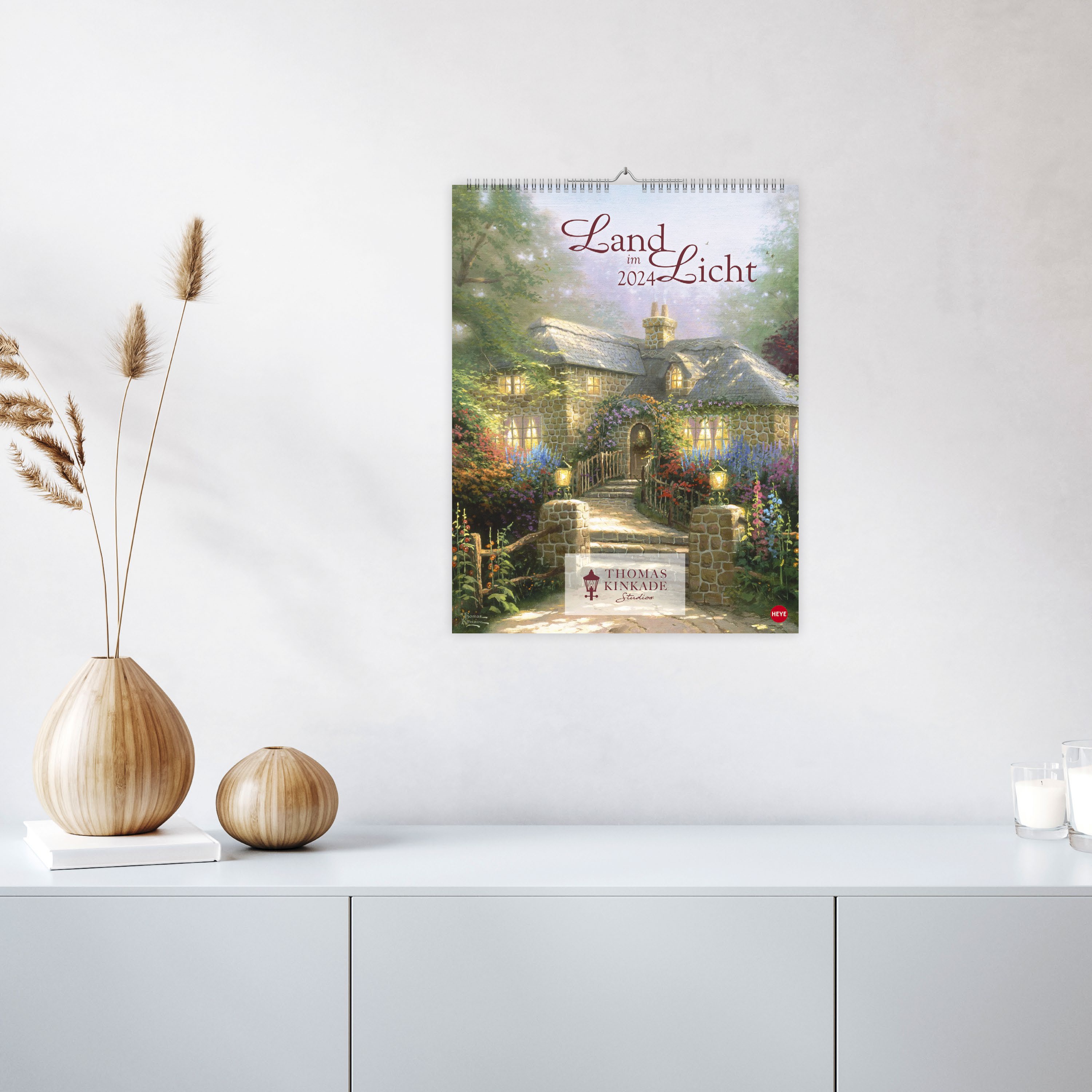 Thomas Kinkade: Land im Licht Kalender 2024. Kunstvoller Wandkalender mit idyllischen Gemälden und Bildzitaten. Einzigartiger Kunst-Kalender. 34 x 44 cm. Hochformat.