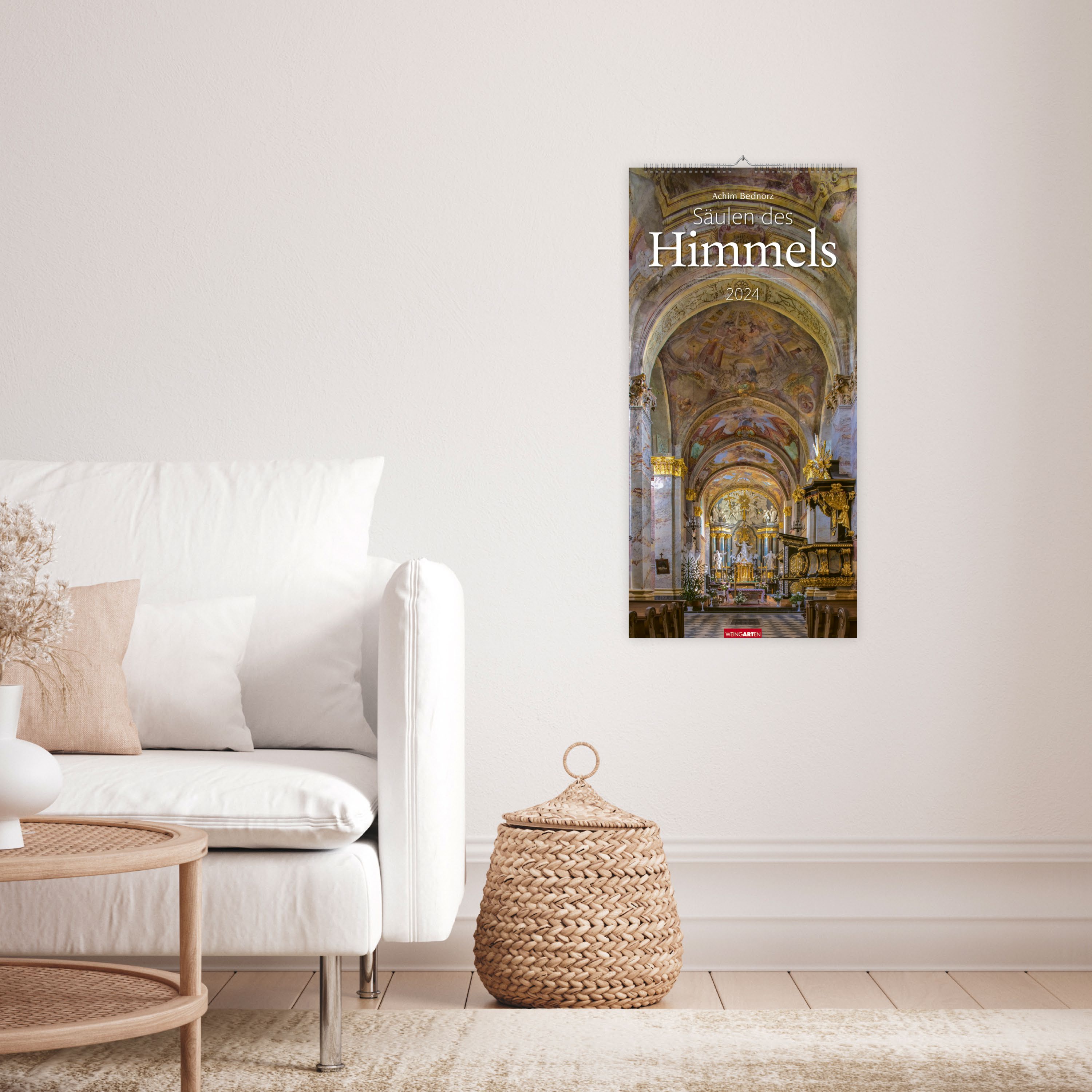 Säulen des Himmels Kalender 2024. Architektur-Kalender mit Fotos von eindrucksvollen Kirchen. Großer Wandkalender, vertikal im Format 33 x 68cm. Architekur-Meisterwerke.