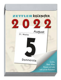 Tagesabreißkalender XL 2022 - 8,2x10,7 cm - 1 Tag auf 1 Seite - mit Sudokus, Rezepten, Rätseln uvm. auf den Rückseiten - Bürokalender 305-0000