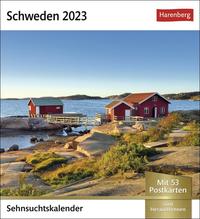 Schweden Sehnsuchtskalender 2023. Kleiner Kalender zum Aufstellen oder Aufhängen für Urlaubsstimmung auf dem Schreibtisch. Postkarten-Fotokalender: 53 Motive zum Sammeln und Verschicken.