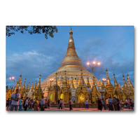 Premium Textil-Leinwand 90 x 60 cm Quer-Format Shwedagon Pagode | Wandbild, HD-Bild auf Keilrahmen, Fertigbild auf hochwertigem Vlies, Leinwanddruck von Peter Schickert